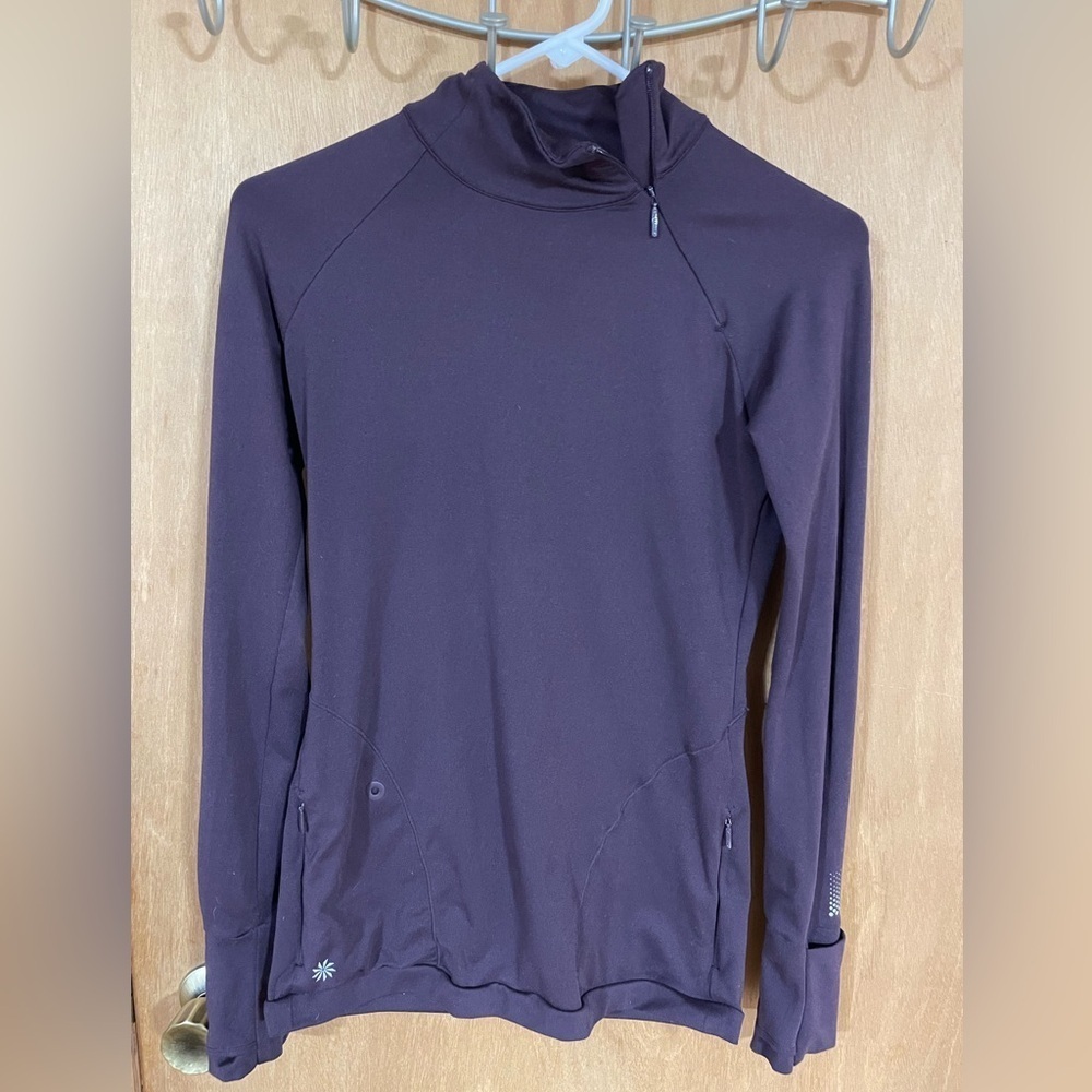 # 63- ATHLETA- Womens Superluxe Half Zip Long Sleeve Yoga Top Purple Size xxs